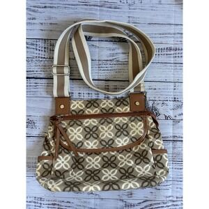 Relic by FOSSIL Beige Brown Geometric‎ Print Crossbody Bag with Adjustable Strap